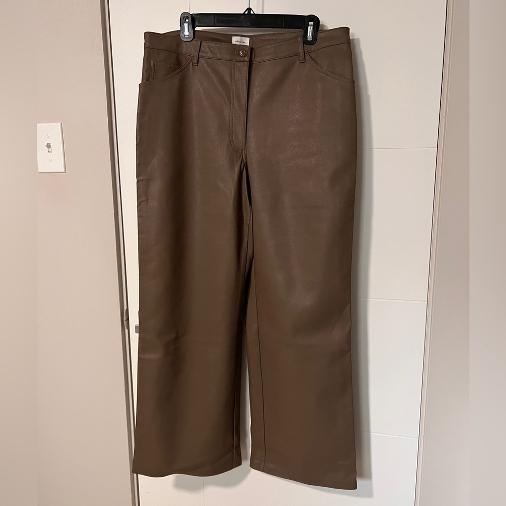 Aritzia Wilfred Free High Rise Wide Leg Faux Leather Pants